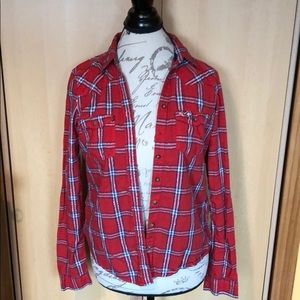 Hollister red plaid shirt size medium